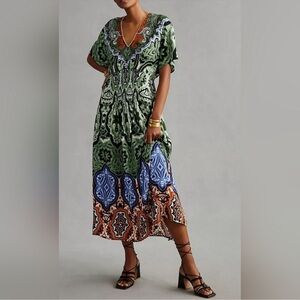 Anthropologie Bl-nk The Tatiana Kaftan Maxi Dress boho wedding guest vacation